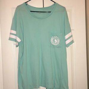 Mint T-shirt with pocket.
